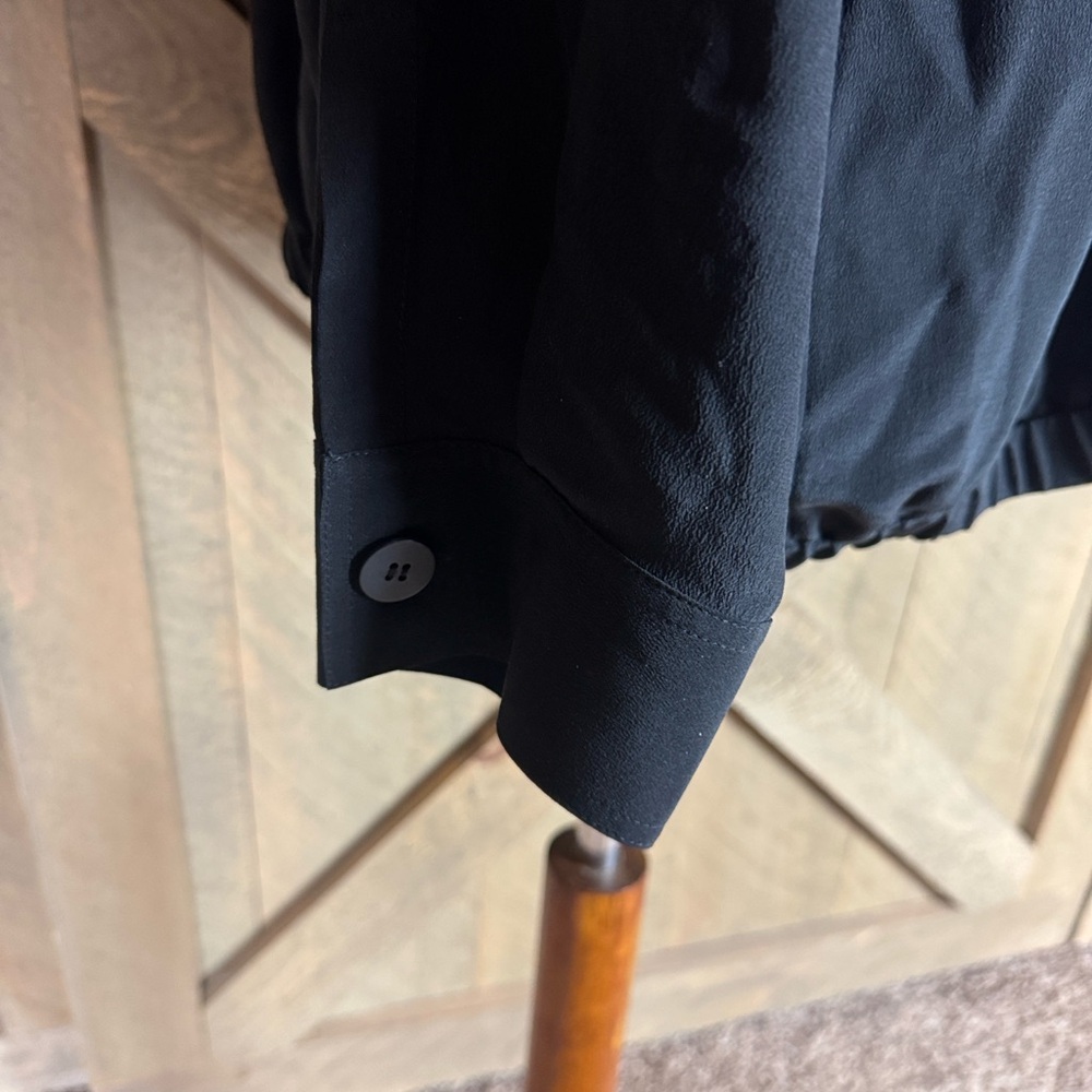 Eileen Fisher black crepe de chine silk bomber jacket Size XL - Picture 6 of 13
